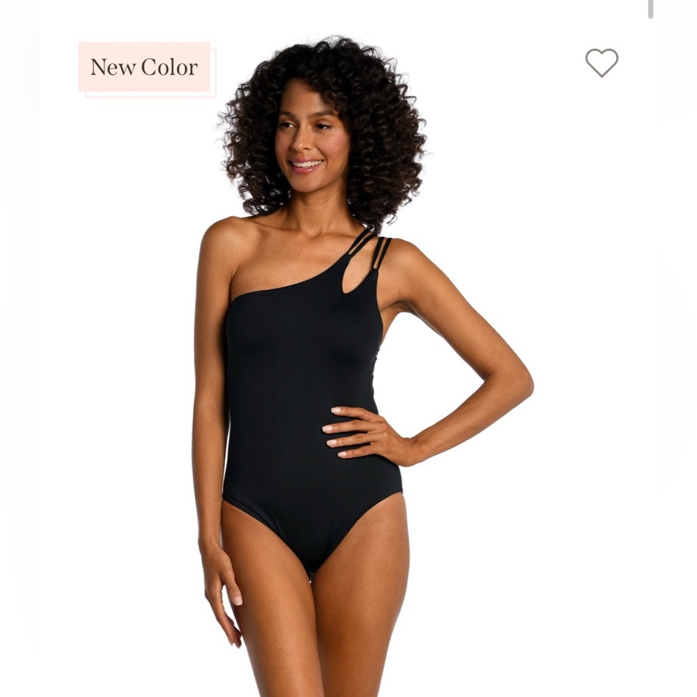 La Blanca Island Goddess Strappy One Shoulder One Piece - Black 6